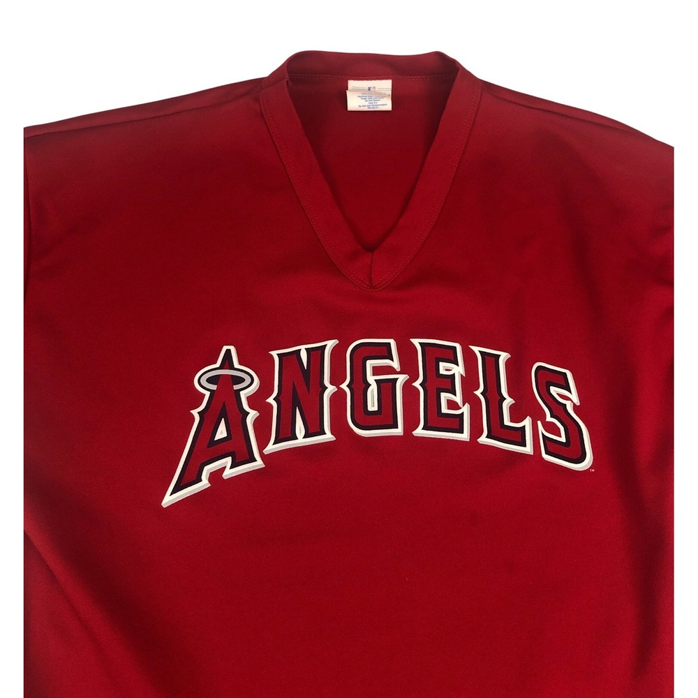 Vintage 90s Mens Majestic California Angels V-Neck Baseball Jersey Red 11 XL USA - Picture 5 of 8